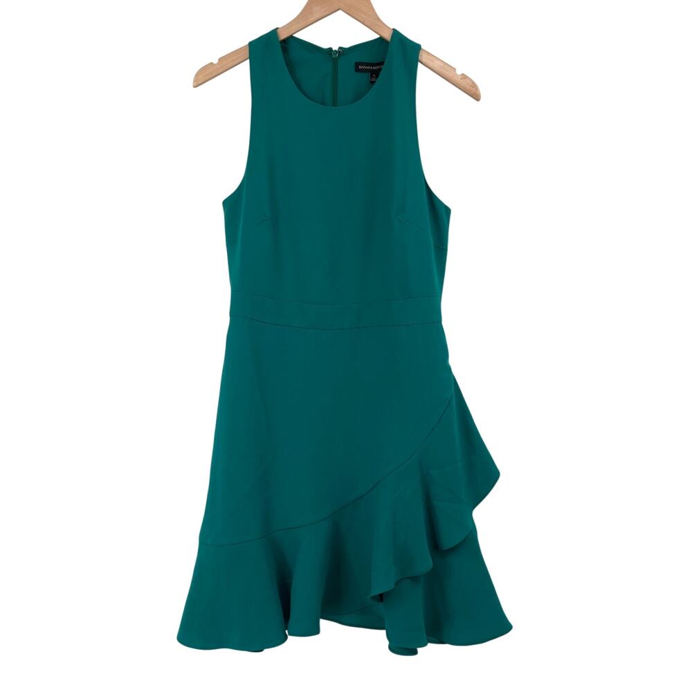 Banana Republic Womens 6 Green Teal Ruffle Hem Sleeveless Dress NWT Career